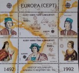 BC265, Turcia-Kibris 1992, colita Columb, corabii, Nestampilat