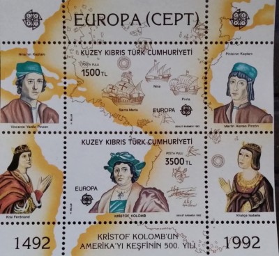 BC265, Turcia-Kibris 1992, colita Columb, corabii foto