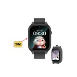 Ceas Smartwatch pentru Copii 4G, Cartela SIM, GPS, Camera, Apel Vocal-Video, Monitorizare Spion, Buton SOS, GITECH&reg; K10, Husa cu Snur, Negru