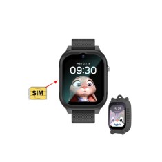 Ceas Smartwatch pentru Copii 4G, Cartela SIM, GPS, Camera, Apel Vocal-Video, Monitorizare Spion, Buton SOS, GITECH&reg; K10, Husa cu Snur, Negru