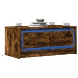 Măsuță de cafea cu lumini LED, stejar fumuriu, lemn prelucrat