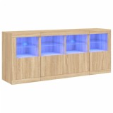 Cumpara ieftin Servanta cu lumini LED, stejar sonoma, 163x37x67 cm