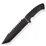 Cutit tactic militar si de vanatoare Foxter, 33 cm, maner ergonomic, husa lama, negru
