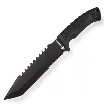 Cutit tactic militar si de vanatoare Foxter, 33 cm, maner ergonomic, husa lama, negru foto