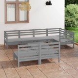 VidaXL Set mobilier de grădină, 8 piese, gri, lemn masiv de pin 3082754