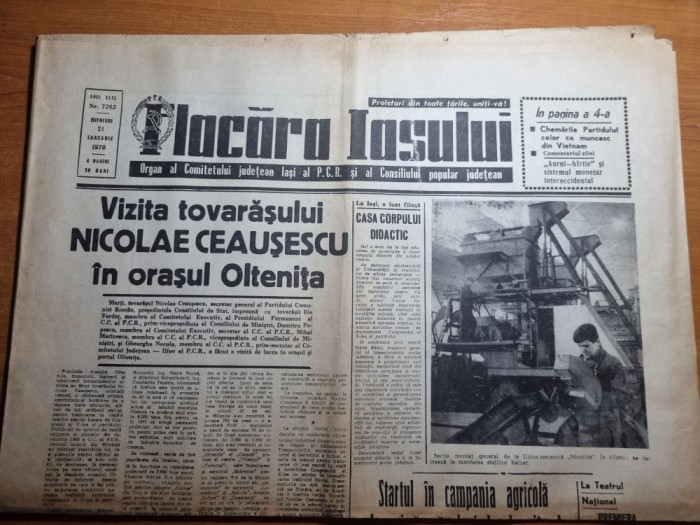 flacara iasului 21 ianuarie 1970-ceausescu vizita la oltenita