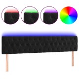 Cumpara ieftin Tablie de pat cu LED, negru, 200x7x78/88 cm, catifea