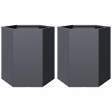 Cumpara ieftin Jardiniere gradina, 2 buc. antracit 46x40x45 cm otel hexagonala