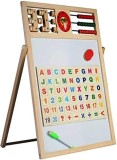 Cumpara ieftin Tabla magnetica cu 2 fete, litere si cifre magnetice incluse, numaratoare, 54x36 cm - Multicolor