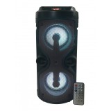 Boxa portabila cu Bluetooth, 12W, AUX-in, Radio FM, Cititor USB, Card TF, Lumini LED DJ, Telecomanda, Negru, Portabil
