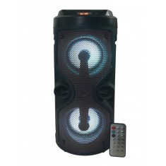 Boxa portabila cu Bluetooth, 12W, AUX-in, Radio FM, Cititor USB, Card TF, Lumini LED DJ, Telecomanda, Negru