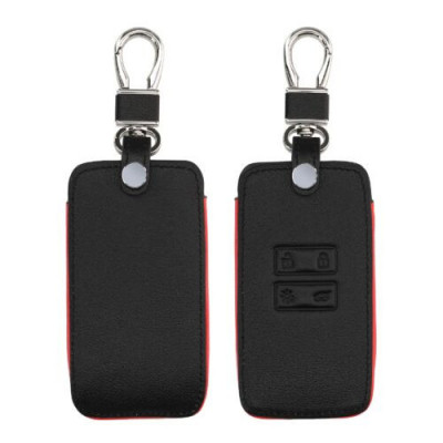 Husa Cheie Auto pentru Renault 4 Butoane - Smart Key, Kwmobile, Negru/Rosu, Piele ecologica, 44135.47 foto