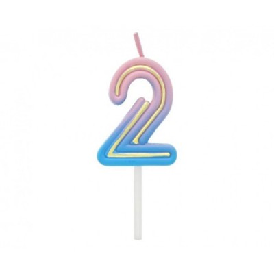 Lumanare tort cifra 2, Neon 44 x 28 x 12 mm foto