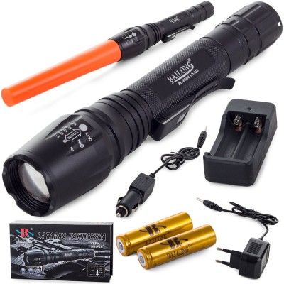 Lanternă Tactică LED Bailong, Zoomabilă cu Diode CREE XM-L3-U3, Aluminiu Aeronautic, Negru foto