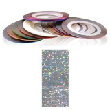 Folie decorativă, adezivă pentru unghii - argintie cu efect holografic, INGINAILS