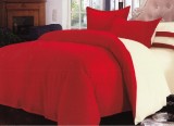 Cumpara ieftin Lenjerie de pat matrimonial cu husa elastic pat si fata perna patrata, Supreme, bumbac ranforce, gramaj tesatura 120 g/mp, Rosu