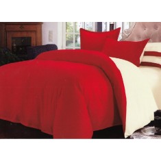 Lenjerie de pat matrimonial SUPER cu husa de perna patrata, Supreme, bumbac ranforce, gramaj tesatura 120 g/mp, Rosu