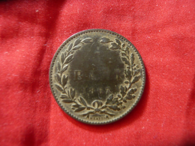 Moneda 5 Bani 1867 Heaton , cupru , cal. mediocru/buna foto