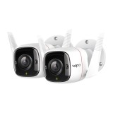 CAMERA IP Exterior TP-LINK , 2-pack, IP66, dist. IR 30 m, tip lentila fixa 4 mm, 3 Mpx, RJ-45 + wireless, microfon, carcasa plastic, slot SD card da,