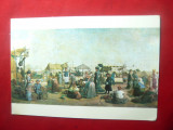 Ilustrata - Pictura -Sava Hentia - Targul Mosilor , anii &#039;70, Necirculata, Printata
