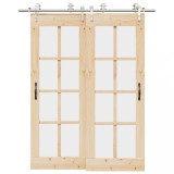 VidaXL Set piese pentru ușă glisantă, argintiu, 183 cm oțel inoxidabil