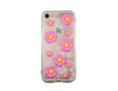 Husa Silicon Apple iPhone 8 iPhone 7 Pink Daisy foto