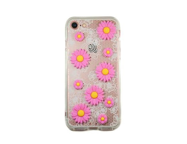 Husa Silicon Apple iPhone 8 iPhone 7 Pink Daisy