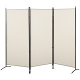 HOMCOM Paravan interior cu 3 panouri, separeu pliabil pentru spatii din metal si poliester, 253x50x182cm, bej | Aosom Romania