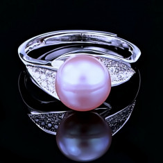 Inel din Argint 925 cu Perla Naturala si Diamante, Gloria Purple foto