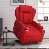 VidaXL Fotoliu rabatabil electric cu ridicare, roșu, piele ecologică