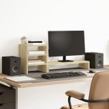 VidaXL Suport monitor organizator birou stejar sonoma lemn prelucrat