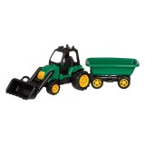 Tractor de jucarie Herum&reg;, pentru copii cu remorca, din plastic, 55 x 14 x 19 cm, Verde