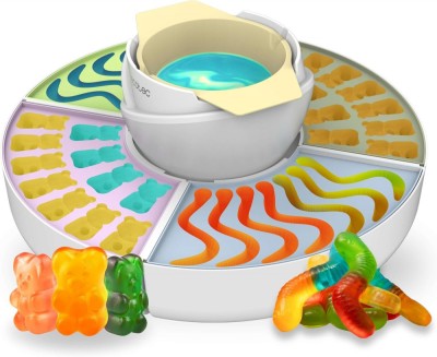 Aparat 2 in 1 Cecotec FunSugar Gummy pentru preparat bomboane si fondue de ciocolata ,40 W, 4 matrite din silicon, 4 tavi detasabile, design compact, foto