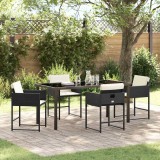 vidaXL Set de masă pentru grădină 5 pcs Negru poliratan