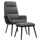 Scaun relaxare cu taburet, gri deschis, textil/piele ecologica