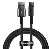 Cablu Date si Incarcare USB la USB Type-C Baseus Tungsten, 2 m, 66W, Negru CATWJ-C01