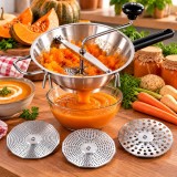 Masina profesionala de pasat rosii, legume si fructe, diametru 33 cm, 3 site interschimbabile, inox