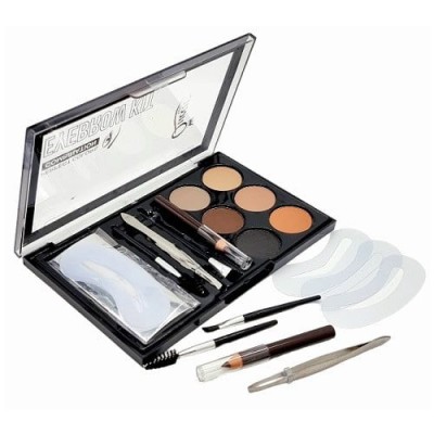 Set Stilizare Sprancene, Mini Queen, Eyebrow Kit, 6 Farduri Sprancene, 3 Sabloane, 2 Pensule, Creion, Penseta foto
