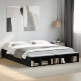Cadru de pat negru 180x200 cm din lemn prelucrat