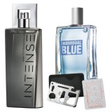 Cumpara ieftin Set apa de toaleta Attraction Intense pentru El 75 ml, apa de toaleta Individual Blue 100 ml, card multifunctional de supravietuire, otel inoxidabil, Avon