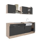 Mobilier de bucătărie Yorki 220 cu corp din stejar Sonoma, cu fațade antracit cu finisaj satinat, fără blat de lucru