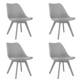 Set 4 scaune bucatarie/living, Artool, Mark, PP, piele ecologica, gri, 49x43x82 cm
