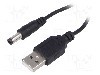 Cablu alimentare DC, DC 5,5/2,1 mufa, USB A mufa, negru, 0,8m, AKYGA - AK-DC-01