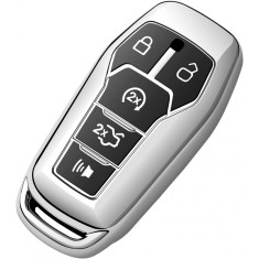 Husa Cheie Auto Ford Mustang, Smartkey, 5 Butoane, Tpu, Silver