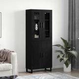 Bufet cu raft Stejar negru 69.5 x 34 x 90 cm Lemn compozit