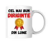 Cana alba personalizata - Cel mai bun Diriginte din lume!, INOVATIX&reg;. 330 ml, Oem