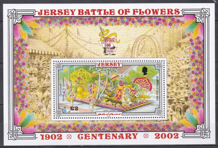 Jersey 2002 - Centenarul Festivalului Bătăliei Florilor, Colita, MNH