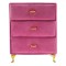 Organizator Bijuterii, Fucsia Velvet, 3 Sertare, Detalii Aurii, Vintage, 15x9x19.5cm