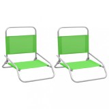 Scaune de plajă pliante, 2 buc., verde, material textil