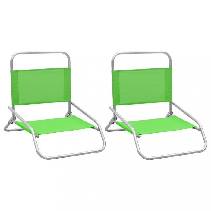 Gossi scaune de plaja pliante, 2 buc., verde, material textil